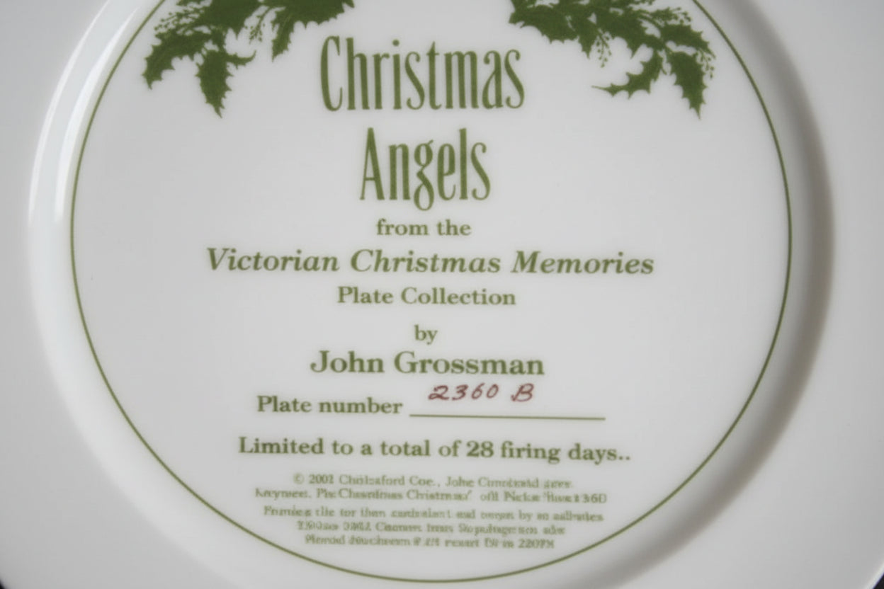 Label for 'Christmas Angels' from the Victorian Christmas Memories Plate Collection by John Grossman