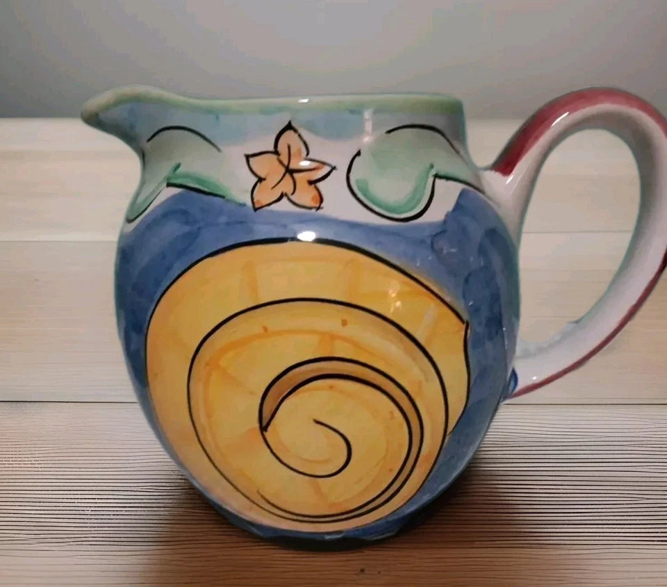 Bella Ceramica vintage Pitcher Nautical Design Hand Painted