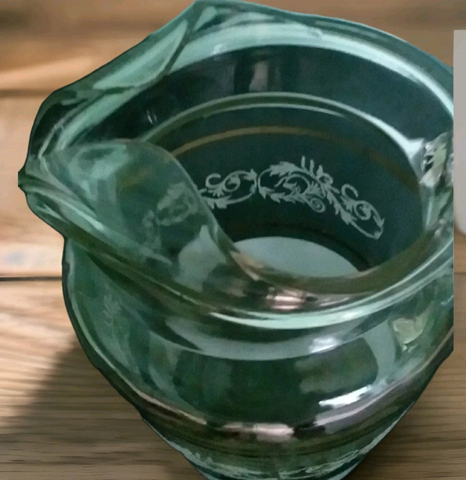 Vintage 70s Glass Pitcher with Ice Lip