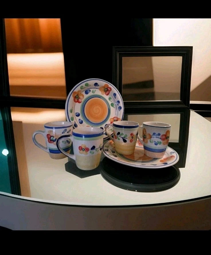 Hand Painted Summertime Dinner Set Plates & Cups