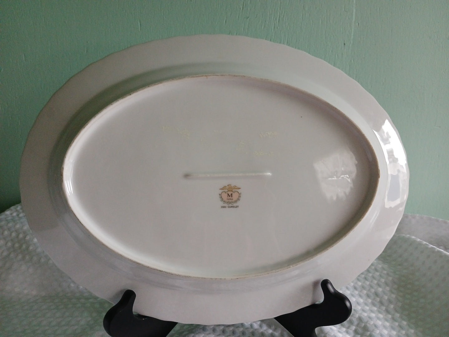 14" Serving Platter Japan 3560 - Camalot Blue Rose With Silver Etch Trim