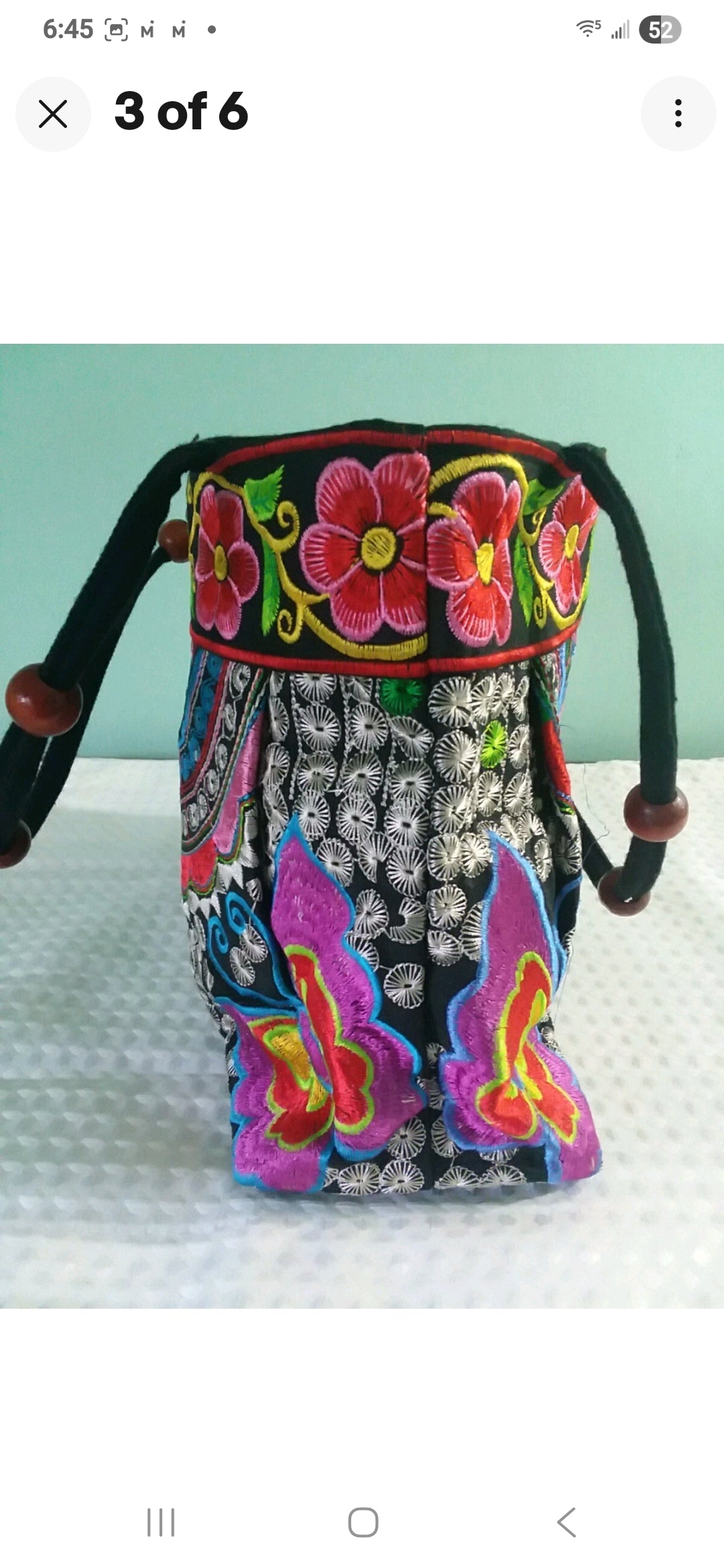 Vntg Floral Embroidered Carpet Bag