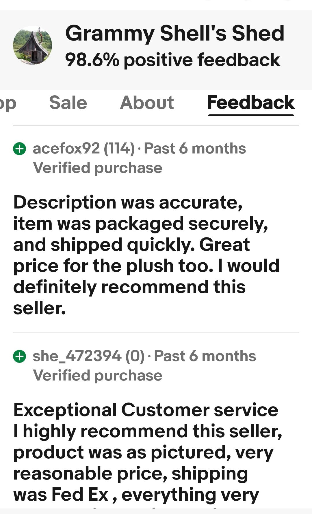 Product listing with customer feedback on a platform
