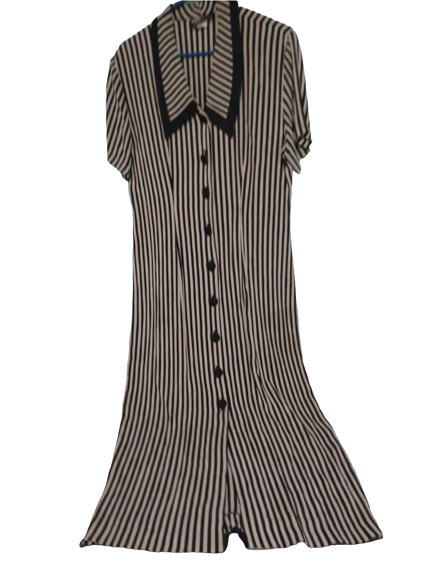 Striped dress with a collar on a white background