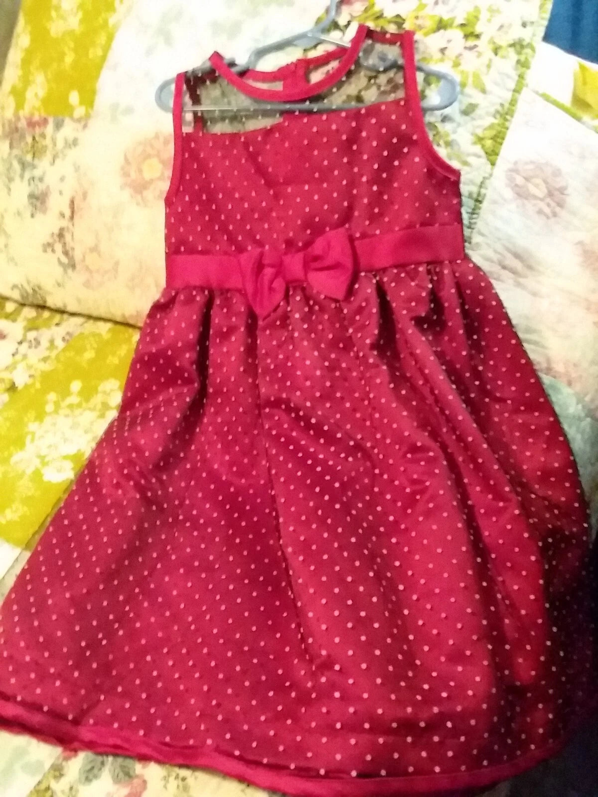 Penelope Mack Girls Tutu Polkadot Dress - Size 6 Red