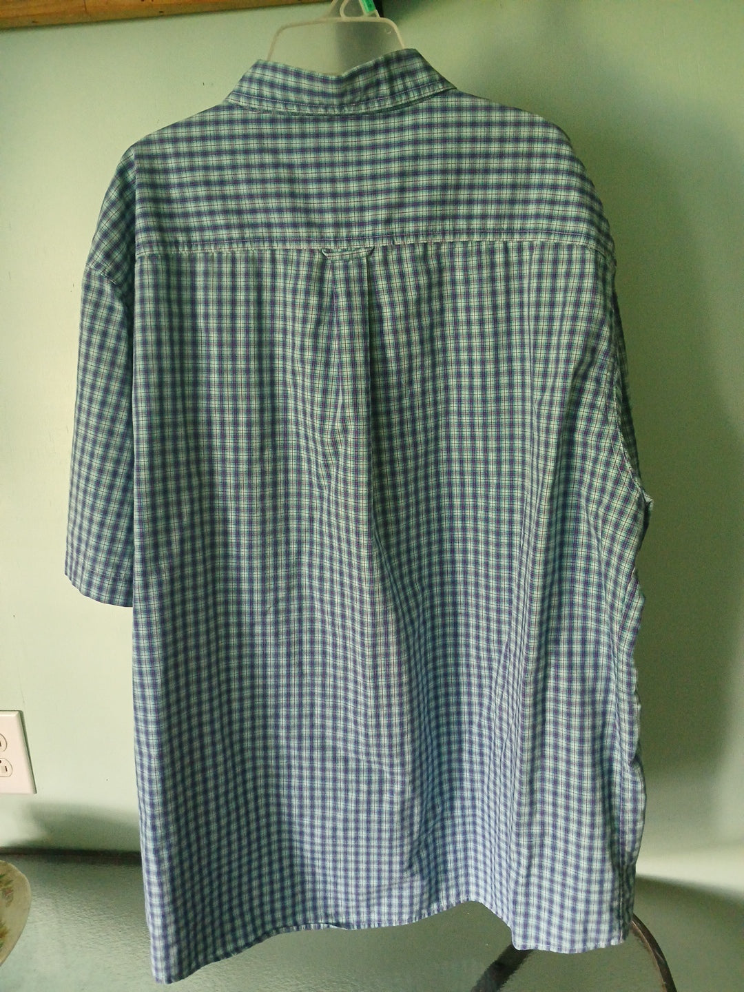 MENS Chaps 2xl  shirt blue check, short sleeve  button down