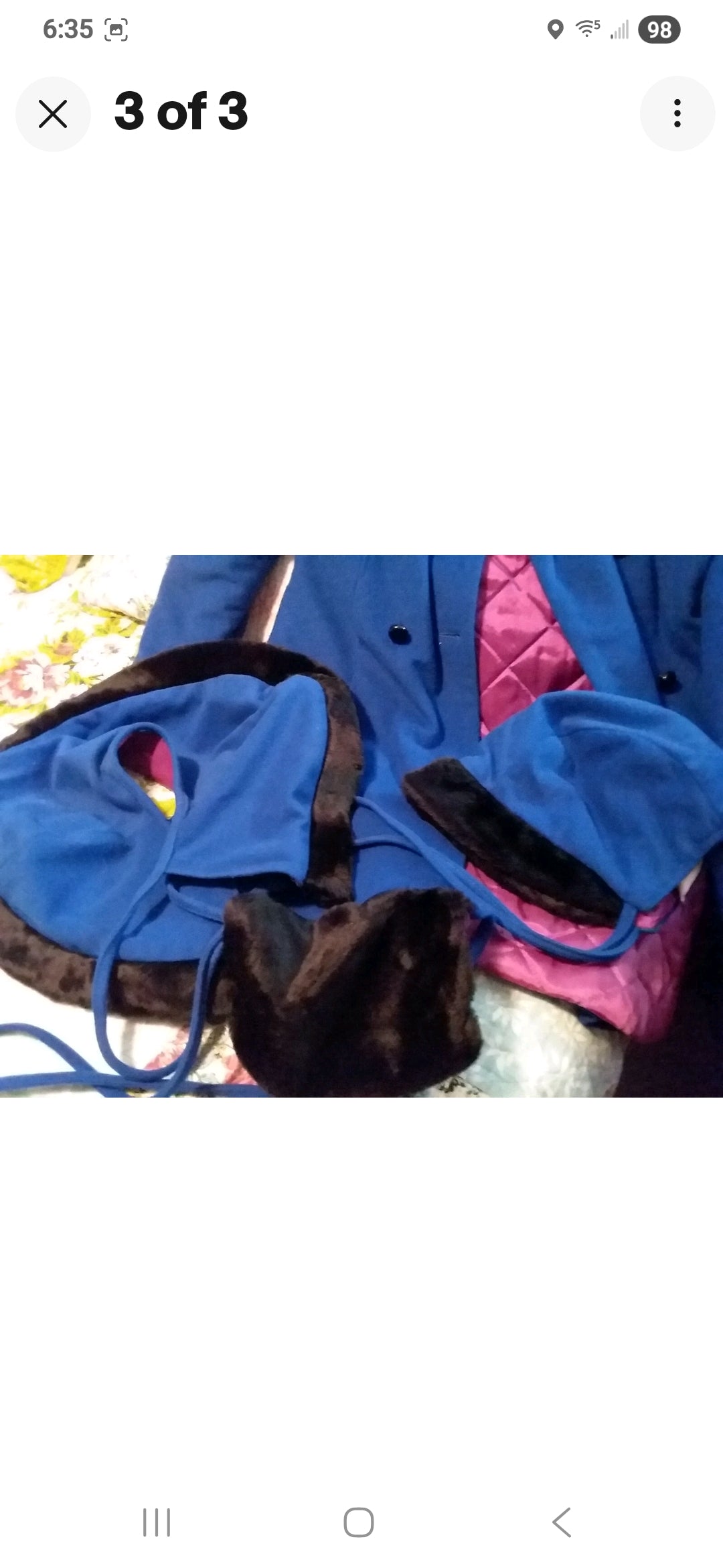 Girls Designer Coat F.W. Fisher Size 10/12 - Blue with Black Collar