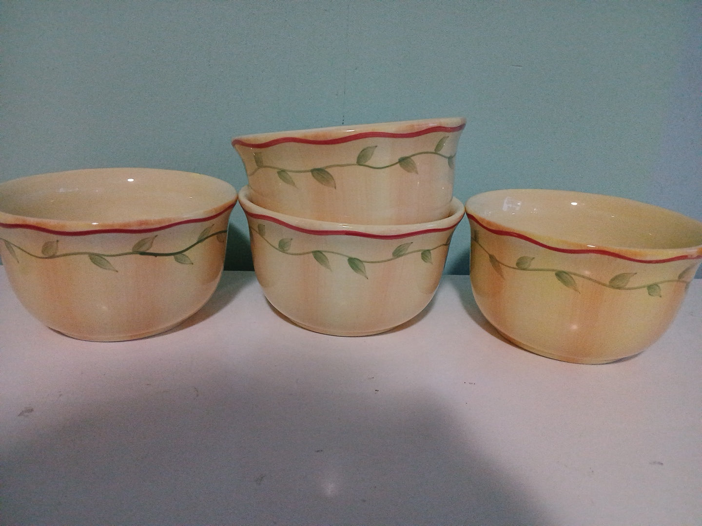 Pfaltzgraff yellow handpainted cereal bowls 4 piece set