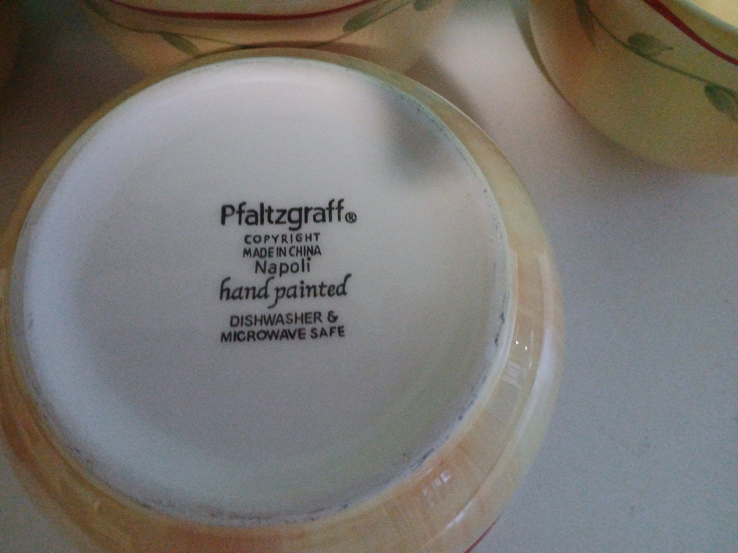 Pfaltzgraff yellow handpainted cereal bowls 4 piece set