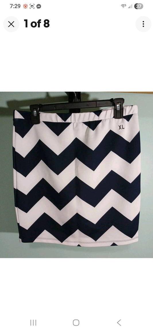 Rue 21 Striped Mini Skirt White And Navy Blue Nautical Sz XL