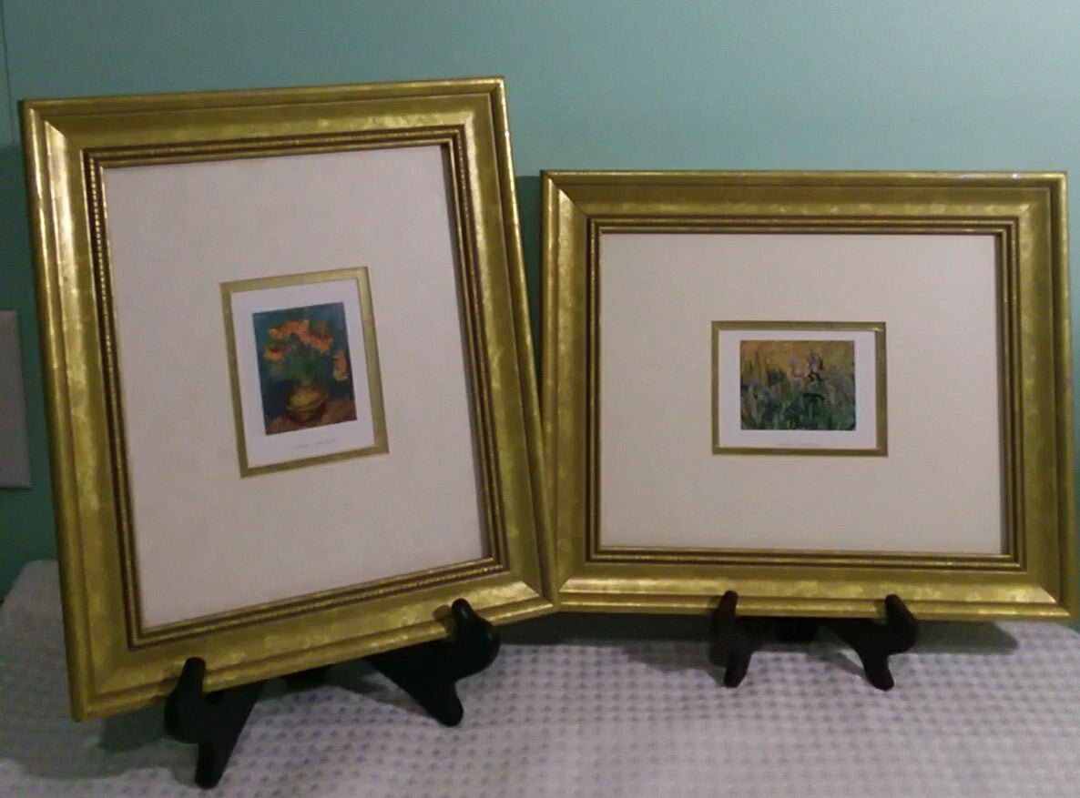 2 Van Gogh Framed Prints "Irises Near Arles"/"Imperial Firtileries Copper vase"