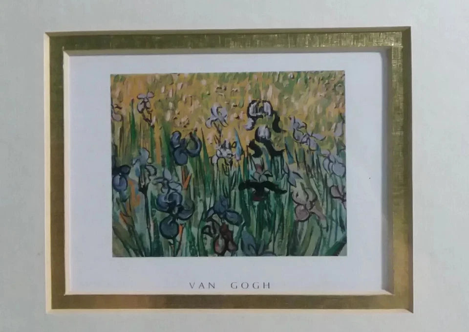 2 Van Gogh Framed Prints "Irises Near Arles"/"Imperial Firtileries Copper vase"