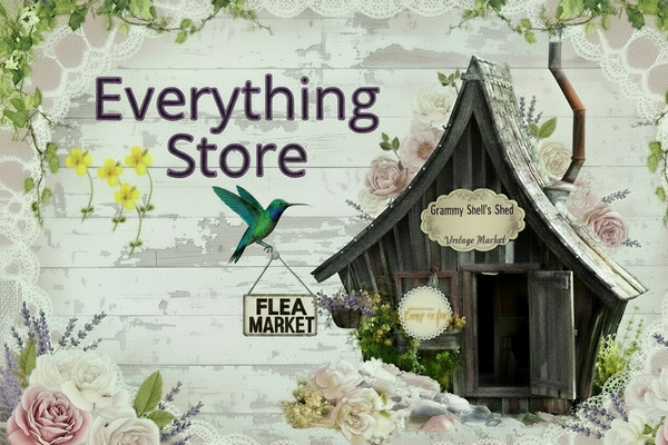 Shabby chic header with shed